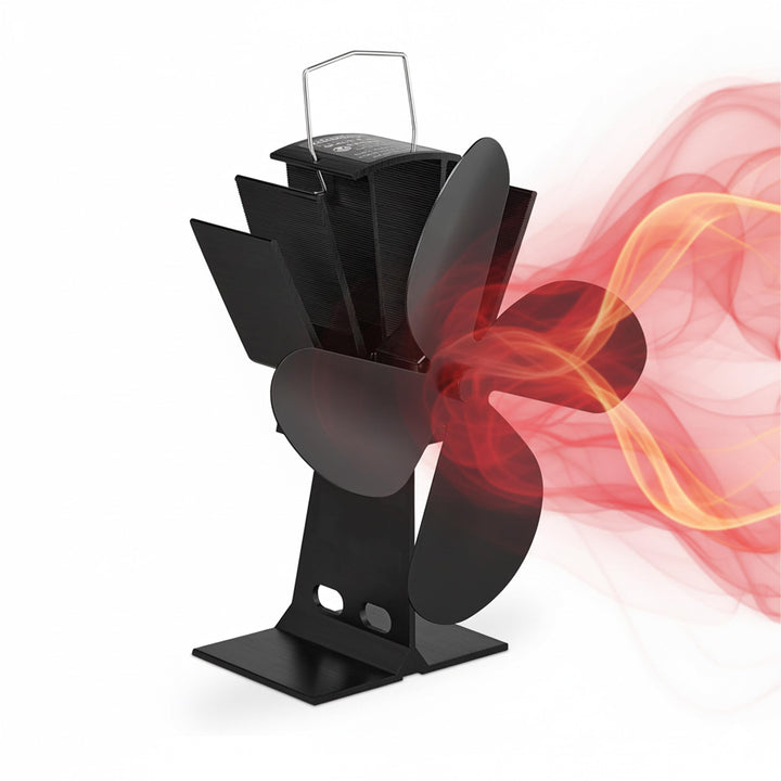 Relaxdays Ofenventilator ohne Strom, geräuscharm, für Kamin & Ofen, hitzebetrieben, 4 Blätter, Kamin