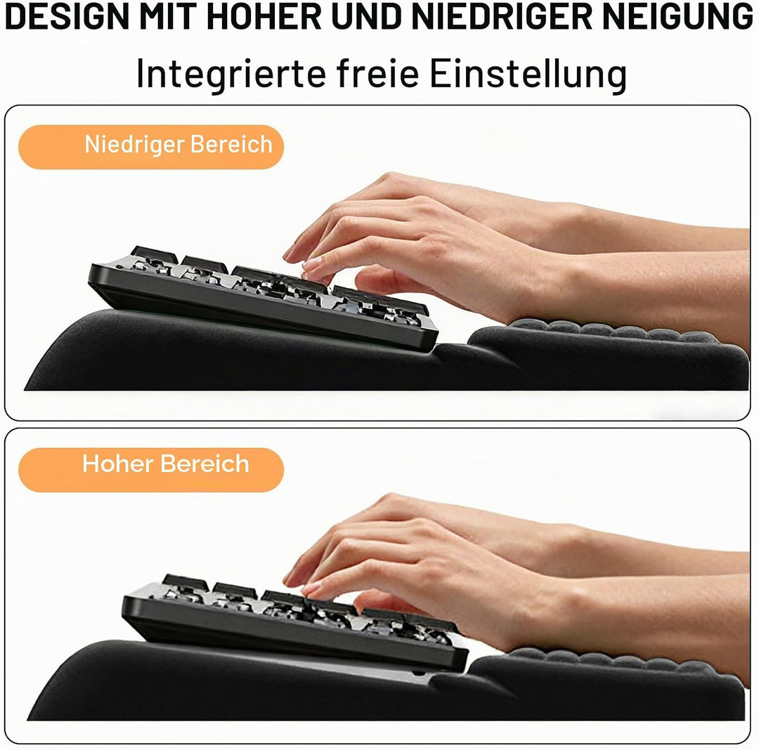 Ergonomische Handballenauflage Tastatur mit 15° Neigung &amp; Memory Schaum, Handgelenkauflage für Offic
