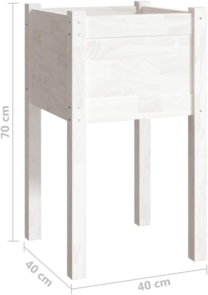 WIFESE Hochbeet Pflanzkübel 2 STK. Weiss 40x40x70 cm Massivholz Kiefer Blumentopf BlumentöPfe Pflanz