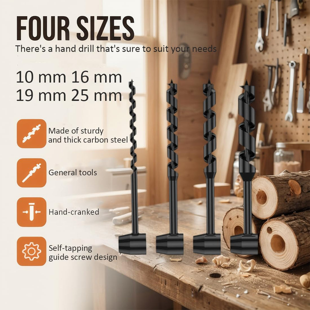 4 Stück Handbohrer Manueller Schraubenschlüssel, Handbohrmaschine für Holzbearbeitung, Scotch Eye Ho