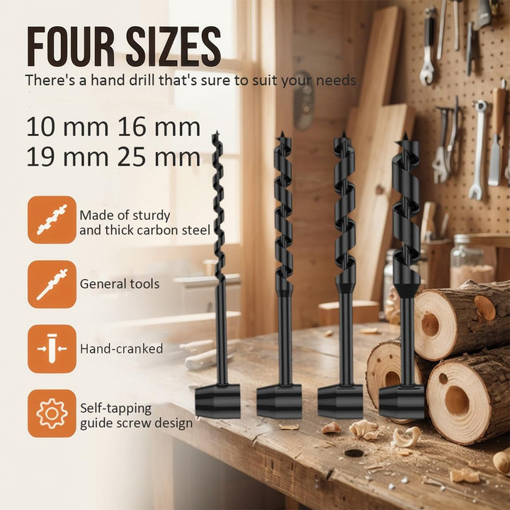 4 Stück Handbohrer Manueller Schraubenschlüssel, Handbohrmaschine für Holzbearbeitung, Scotch Eye Ho