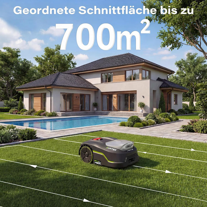 SUNTEK Mähroboter ohne Begrenzungskabel, RTK+Vision+TOF LiDAR Rasenmäher Roboter, KI Auto Kartierung