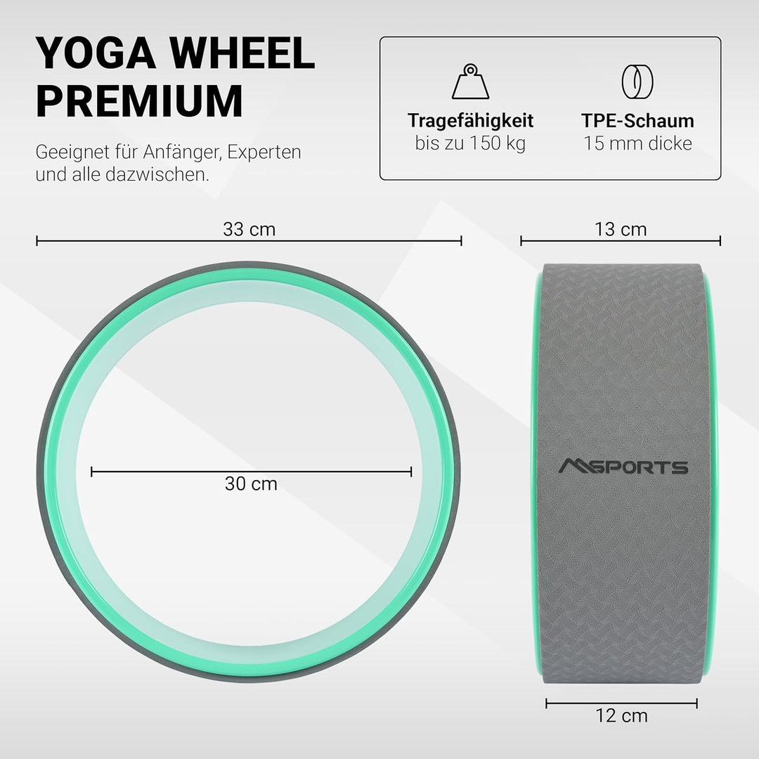 MSPORTS Yoga Wheel - Premium - Hilfsmittel bei Yoga-Übungen | Yoga Rad Mint, Mint