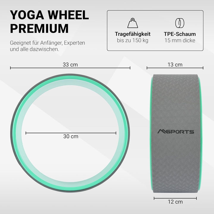 MSPORTS Yoga Wheel - Premium - Hilfsmittel bei Yoga-Übungen | Yoga Rad Mint, Mint