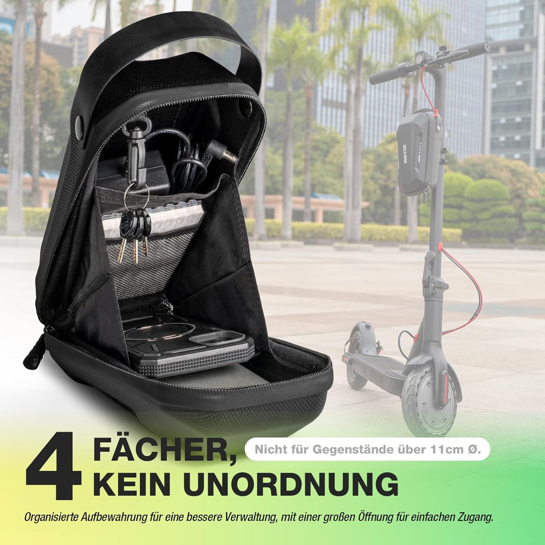2/3L E Scooter Tasche wasserdichte - Lenkertasche für Elektroroller mit Schnellspanner Gestell - Vor