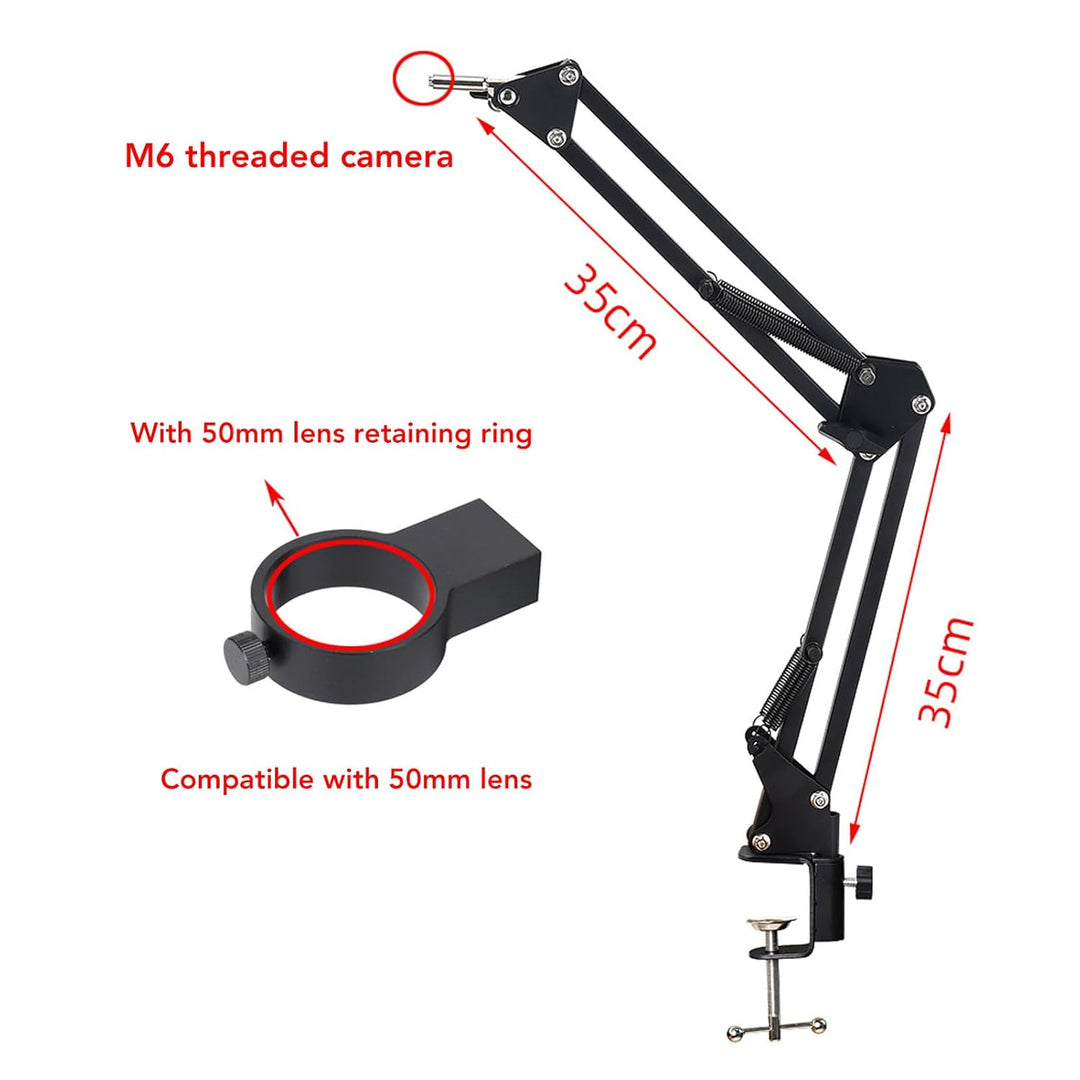 Mikroskop-Gelenkarmständer, 360° Drehbar, HDMI-USB-Kameraobjektivhalter mit 50-mm-Objektivbefestigun