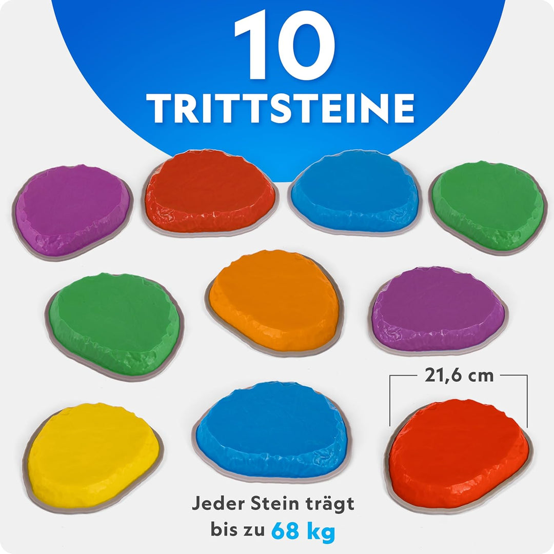 NATIONAL GEOGRAPHIC Trittsteine für Kinder – 10 robuste, rutschfeste Steine fördern die grobmotorisc