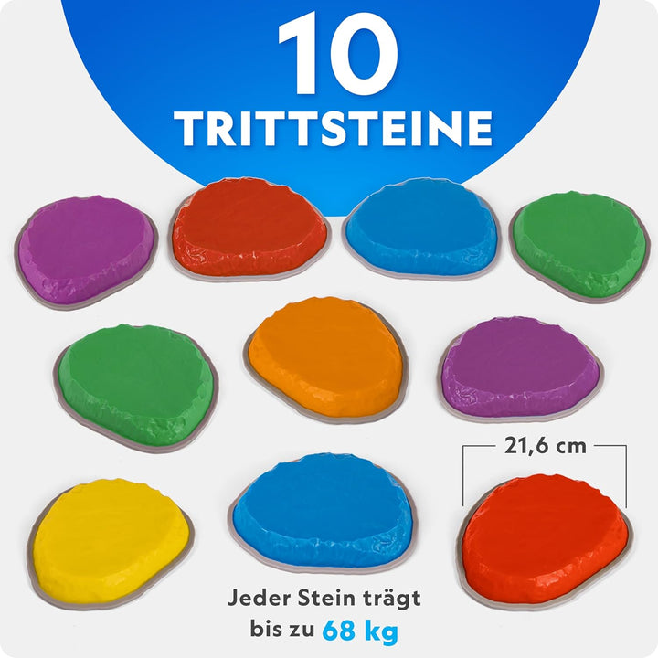 NATIONAL GEOGRAPHIC Trittsteine für Kinder – 10 robuste, rutschfeste Steine fördern die grobmotorisc