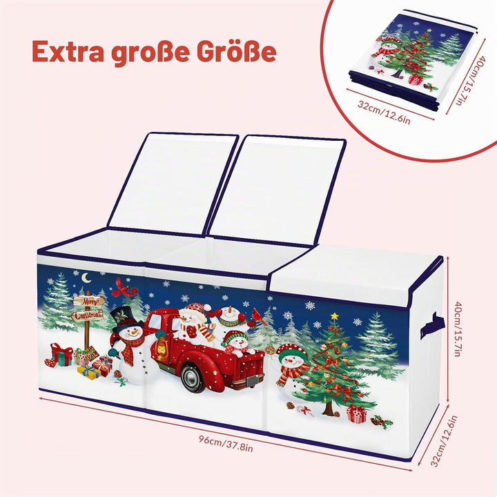 Weihnachts-Aufbewahrungsbox,Extra Gross Spielzeugkiste mit Deckel&amp;Griff,Faltbare spielzeug aufbewahr