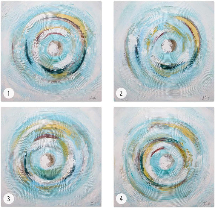 KunstLoft Leinwandbild | 100% HANDGEMALT | 80x80cm | Gemälde 'Gleaming Swirl' | Abstrakt | Blau Weis