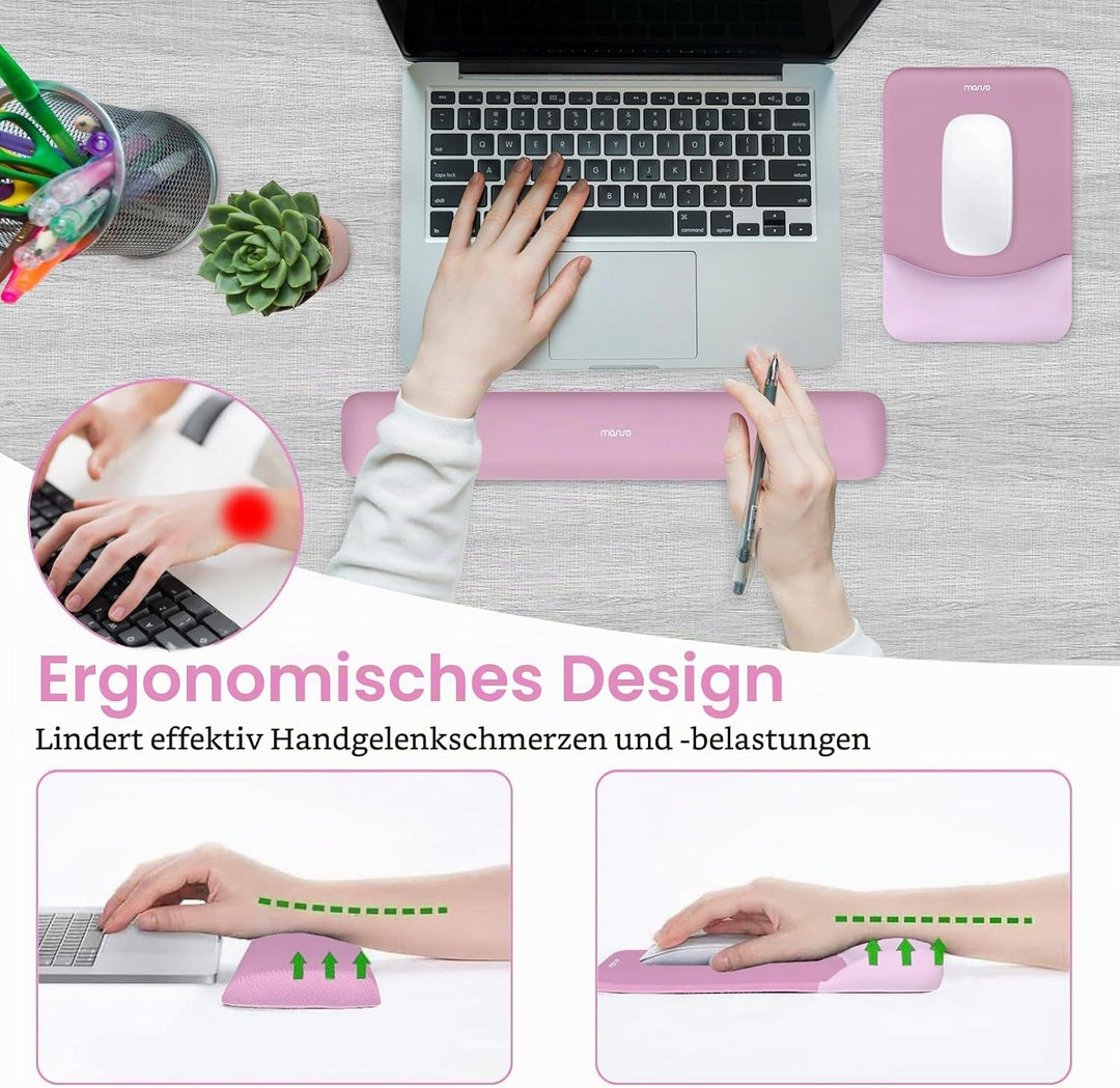 MOSISO Handgelenkstütze für Mauspad&Tastatur Set, Rechteckig Ergonomisch Mauspad Rutschfest Basis Ho