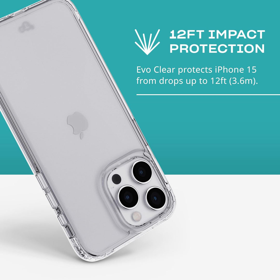 tech21 Evo Clear Hülle für iPhone 15 Pro Max – Aufprallschutz – transparent farblos, farblos
