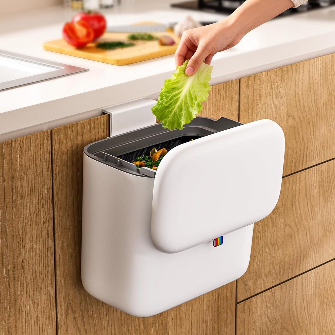 MOPUP Komposteimer für Küche, 6.8 l Mülleimer, Arbeitsplatte oder unter der Spüle, hängender Kleiner