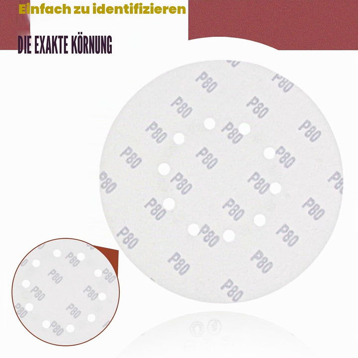 Schleifpapier 225mm Klett, 30 Stück Schleifscheiben 225mm (5xP80/P100/P120/P150/P180/P240 Körnung) 1