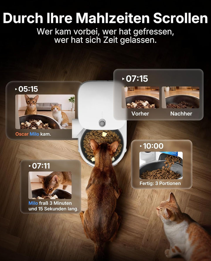 PETKIT YumShare Solo 2 Futterautomat Mit Kamera, Gesichtserkennung für Mehrere Katzen,KI Futterautom