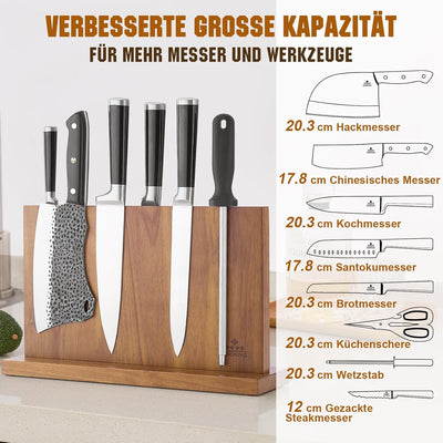 ENOKING Spitzenklasse Plus Messerblock Magnetisch Ohne Messer 38.6 x 23 cm, Doppelseitiger Magnet Me