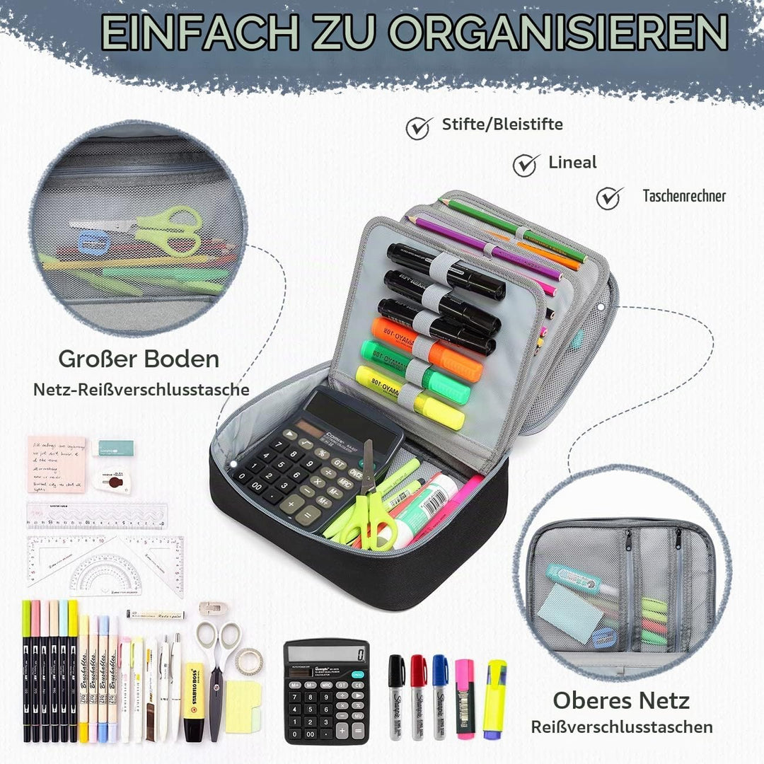 VASCHY Grosse Federmäppchen, Multi Fächer Mäppchen Organizer 72 Stück Etui Schule Federmappe Federta