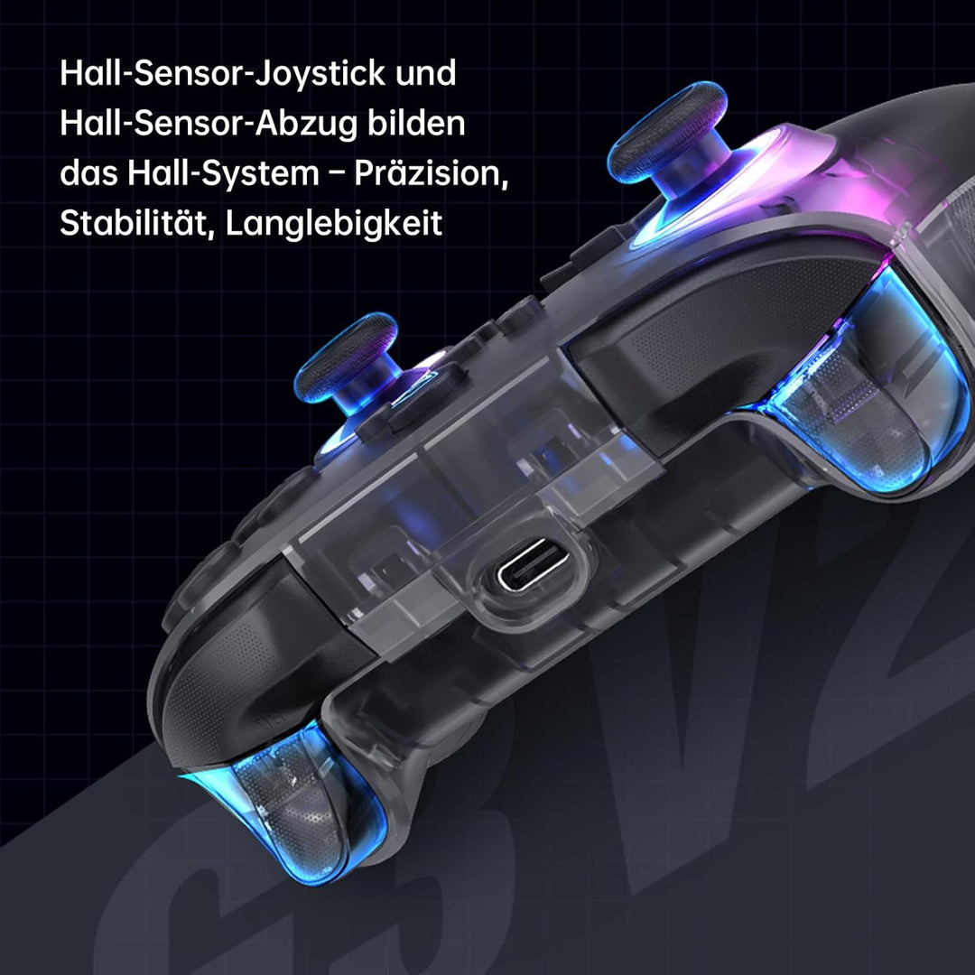 Machenike G3V2 Controller PC, Gamepad PC Wireless, 2 Einstellbare Hall Effekt Joystick, 2 Programmie