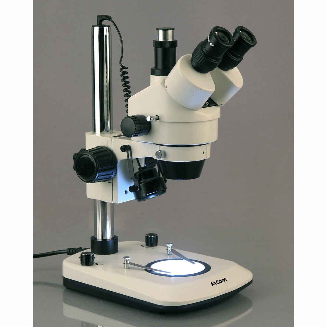 AmScope SMDG-2T-6WB Neues Doppelte Lit 6W LED Trinokulares Stereo Zoom Mikroskop, 7X-45X