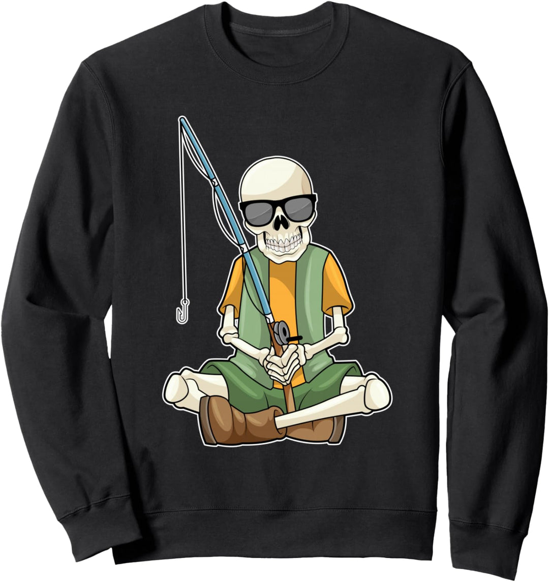 Skelett Angeln Angler Angel Sweatshirt