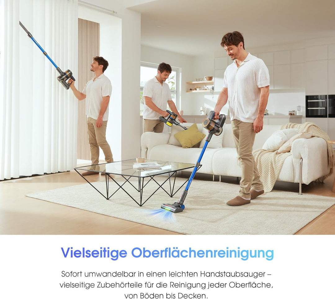 UNINELL HOME Akku Staubsauger 45000Pa/450W/60Min,Staubsauger Kabellos Selbstladender mit LED-Display
