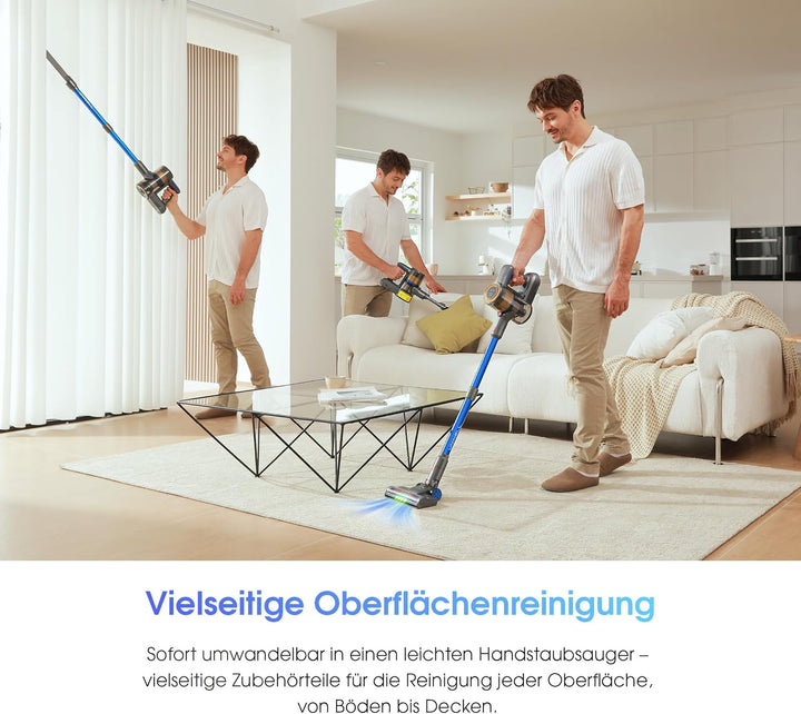 UNINELL HOME Akku Staubsauger 45000Pa/450W/60Min,Staubsauger Kabellos Selbstladender mit LED-Display