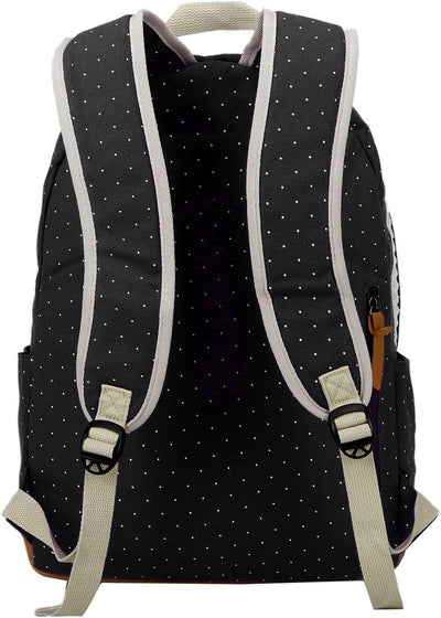 Leichte Schulrucksack mit Polka Dots Nette Canvas Schultaschen Damen Mädchen EXTRA Gross Kinderrucks