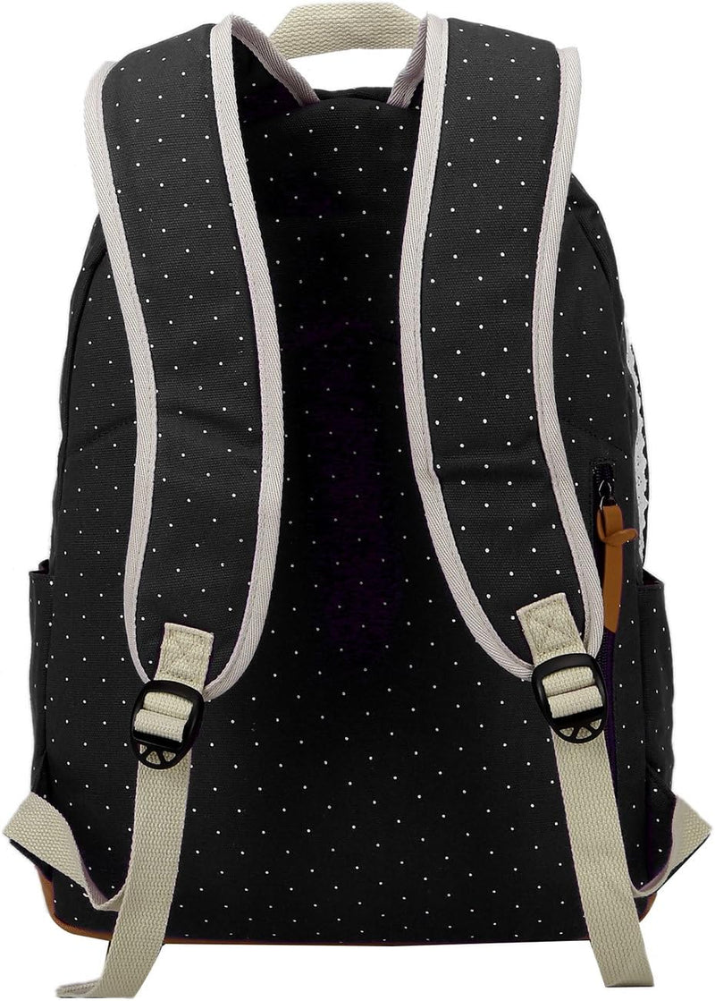 Leichte Schulrucksack mit Polka Dots Nette Canvas Schultaschen Damen Mädchen EXTRA Gross Kinderrucks