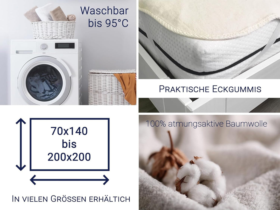 ZOLLNER 12er Set Matratzenschoner - Topper mit praktischen Eckgummis - für Allergiker geeignet – Bau