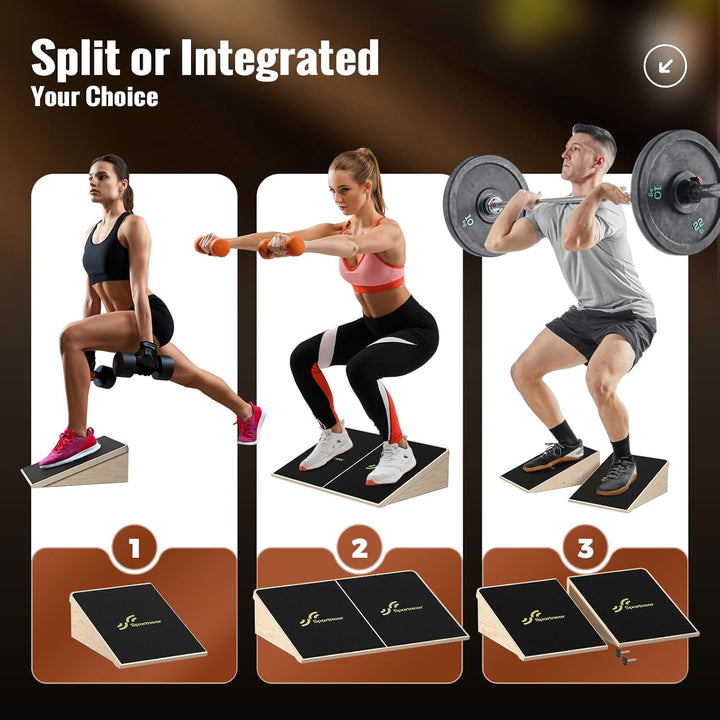 Sportneer Wadendehner Schrägbrett 540 KG – 15° / 20° Slant Board für Knieretter, Squat Wedge, Kraftt