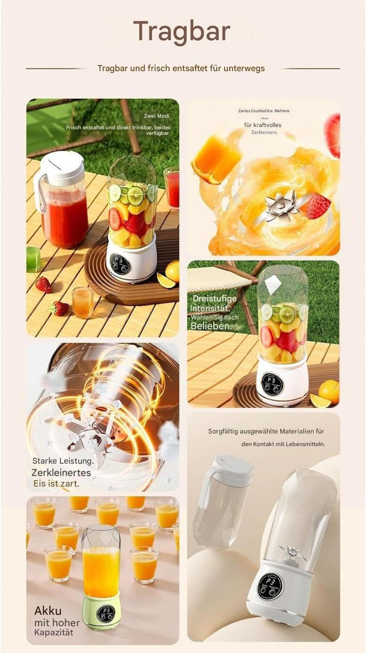 Kabelloser Und Tragbarer Mixer - 550 ml Auslaufsicherer Kabelloser Leistungsstarker Mixer für Shakes