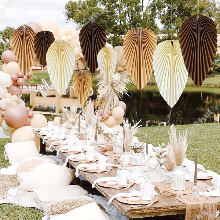 Easy Joy Autumn Decorations,Papier Leaves Deko,Hanging Paper Fan Garland Decoration,Fall Decor,Herbs