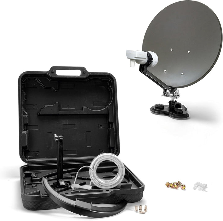 XORO 38,5 cm Camping Satellitenantenne MCA 38 HD Set, inkl. Single LNB mit integriertem Satfinder, 1
