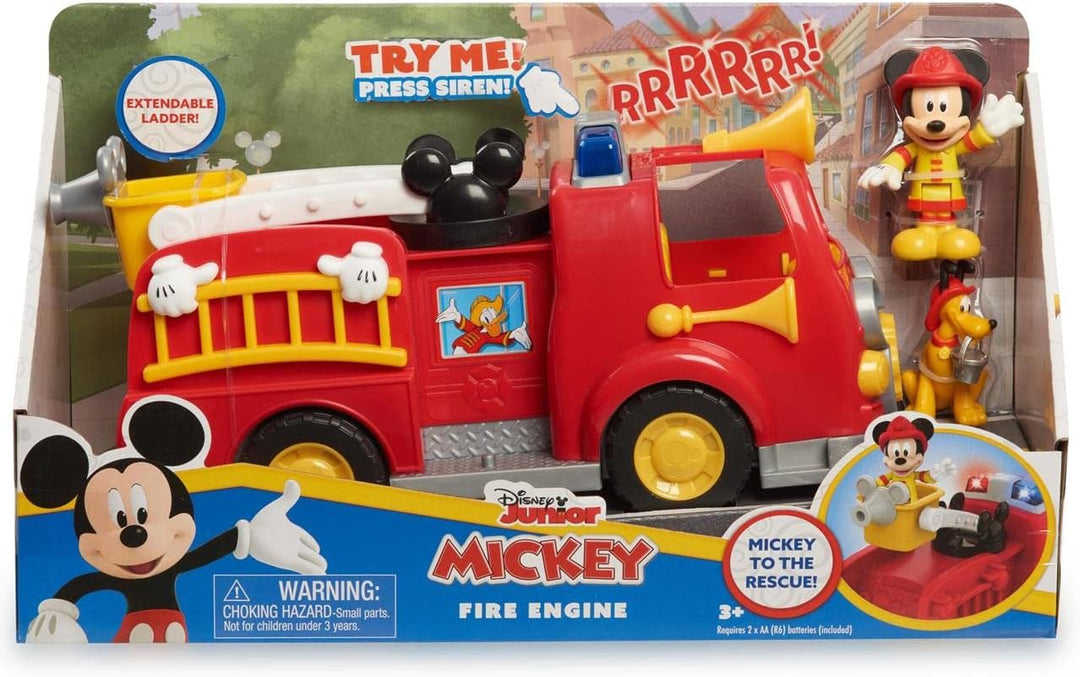 Mcc00 Mickey, Feuerwehrwagen, mit Geräuschen und leuchtenden Funktionen, 2 Figuren inklusive, Spielz