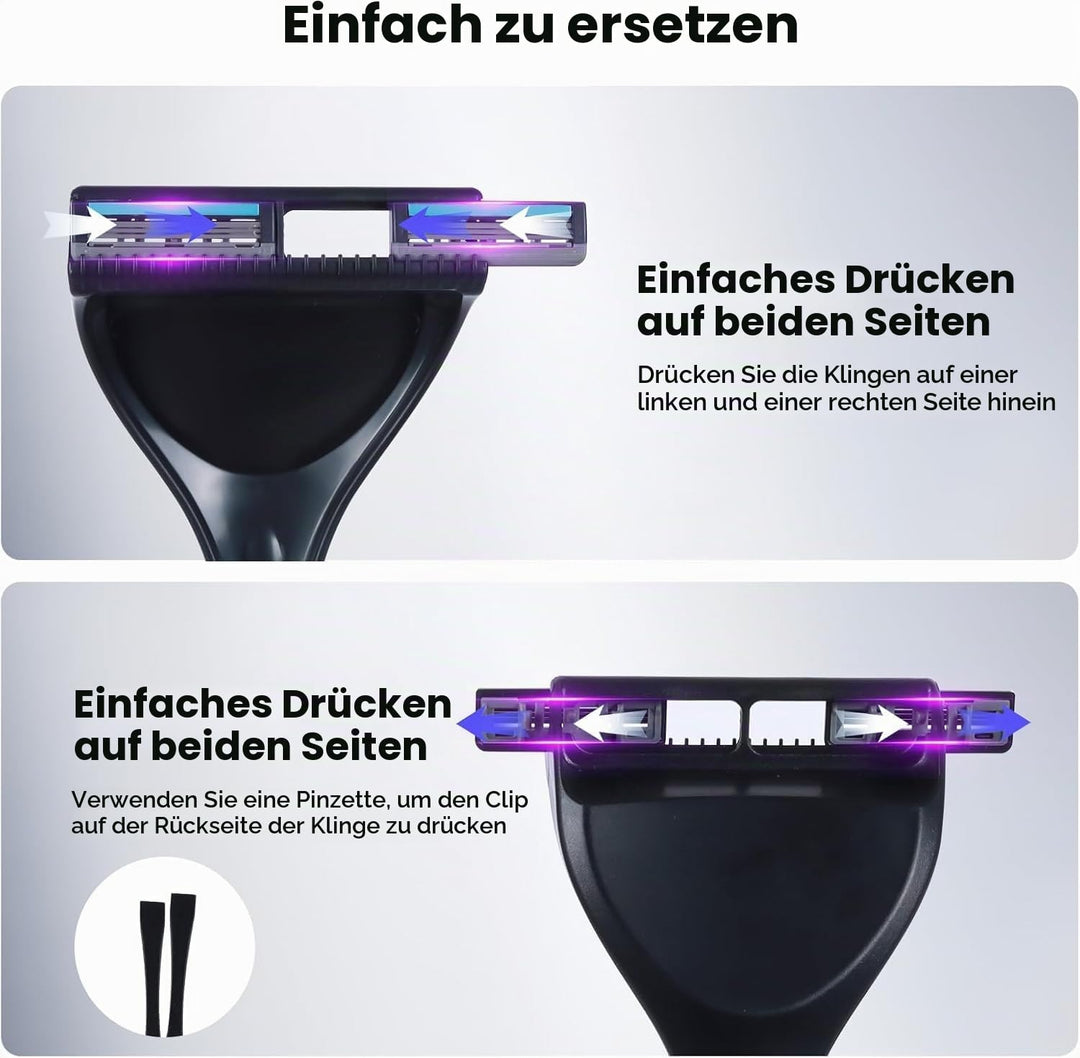 Rückenrasierer für Männer mit Langem Griff - Verstellbarer - Rückenhaarentferner DIY Rasierklingen-S