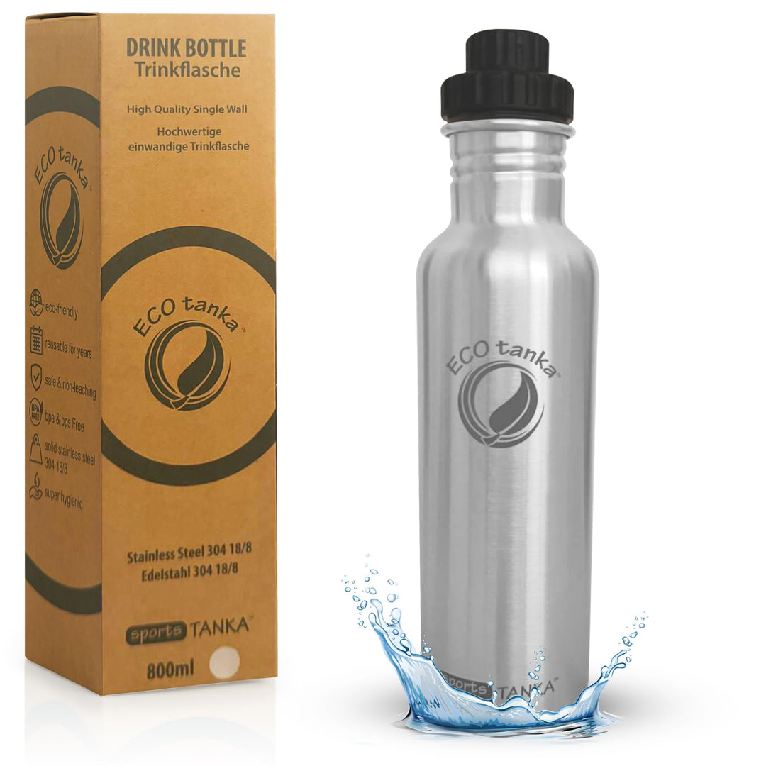 ECOtanka 0,8l sportsTANKA™ Edelstahl Trinkflasche mit Reduzier-Verschluss, Edelstahl, BPA-frei 800 m