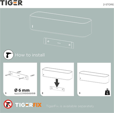 Tiger 2-Store Wandregal, Kunststoff, Weiss, 35 cm Weiss 35 cm, Weiss 35 cm