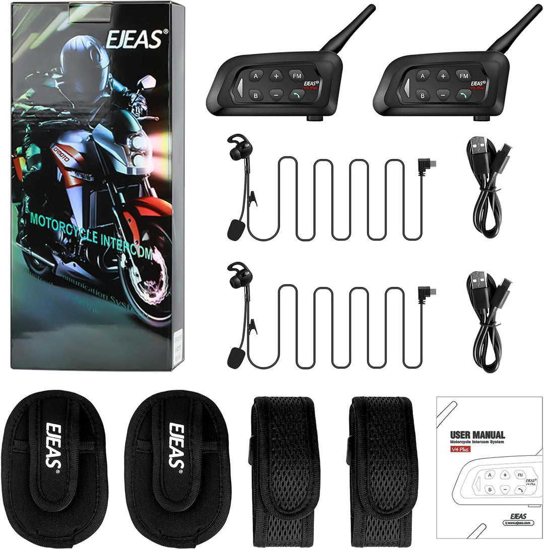 EJEAS V4C Plus Bluetooth Türsprechanlage für Fussballschiedsrichter, 1200 m, 4 Personen, die gleichz