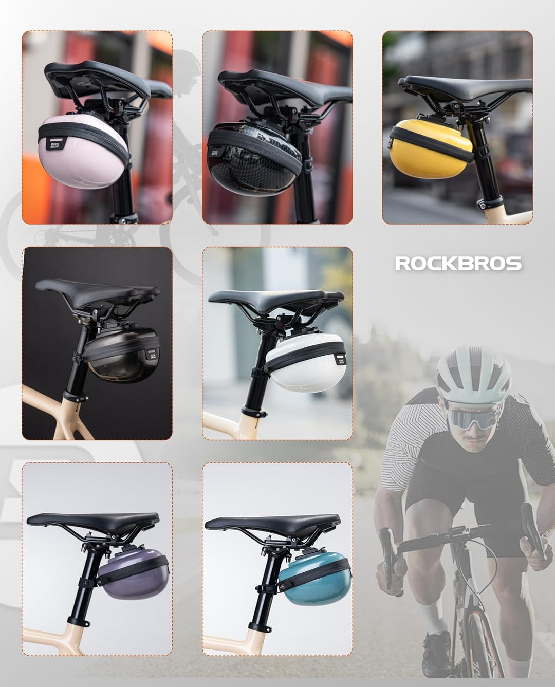 ROCKBROS Fahrrad Satteltaschen Hard Shell Fahrradsitz Tasche für MTB Rennrad E-Bike 0,4 L mit Halter
