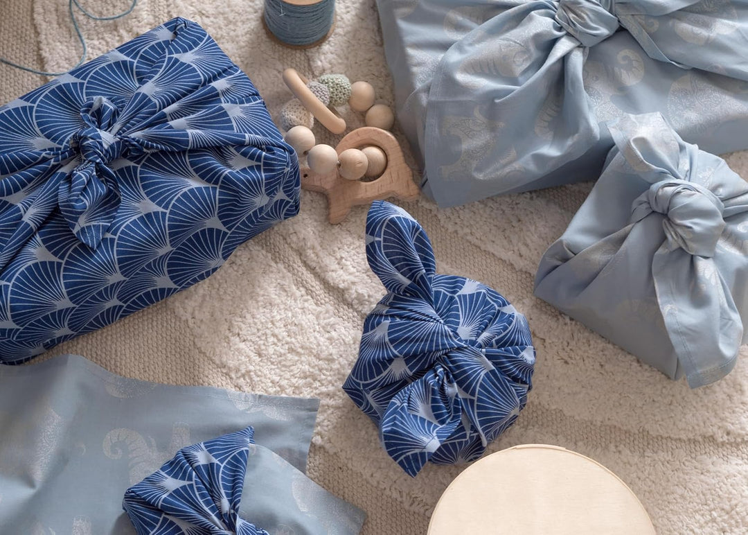 FabRap Furoshiki Stoff Geschenkverpackung, wiederverwendbare doppelseitige Stoffverpackung mit einem
