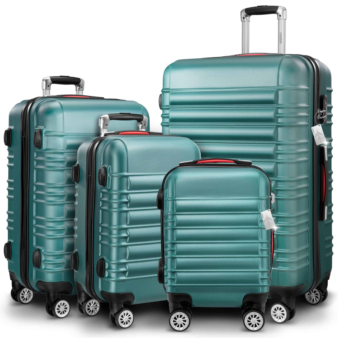 MONZANA® 4tlg Kofferset Schloss Organizer Kofferwaage Gurt Gel-Griffe Zwillingsrollen Standfüsse Tro