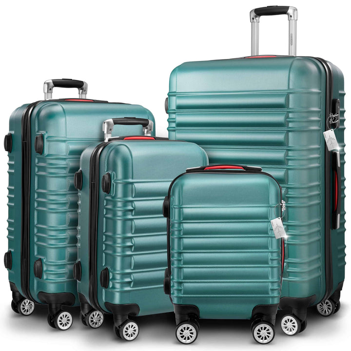 MONZANA® 4tlg Kofferset Schloss Organizer Kofferwaage Gurt Gel-Griffe Zwillingsrollen Standfüsse Tro