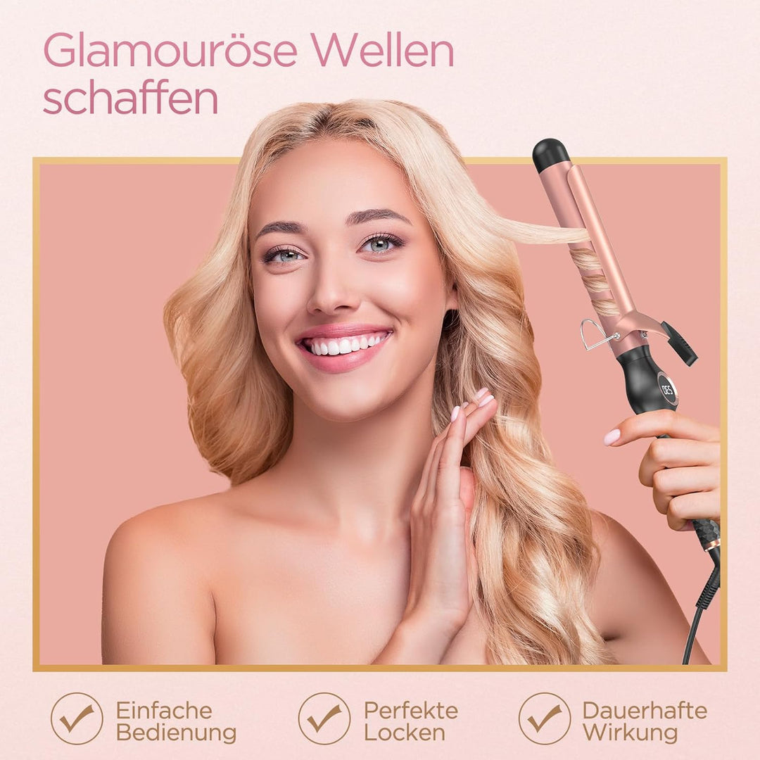 BESTOPE PRO Lockenstab 32mm Grosse Locken, Schnelle Heizung Lockenstäbe Extra Lang, Multi-Temperatur