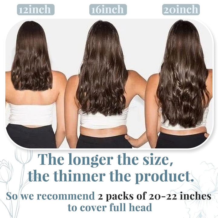 RUNATURE Clip in Extensions Echthaar Mittel Braun 30cm Kurz Echthaar Extensions Clip in Haarverlänge