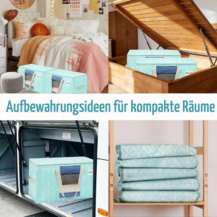 VENO 4er-Pack Umzugstaschen XXL(87 Liter) mit Sichtfenster, Faltbare Aufbewahrungstasche, Starke Gri