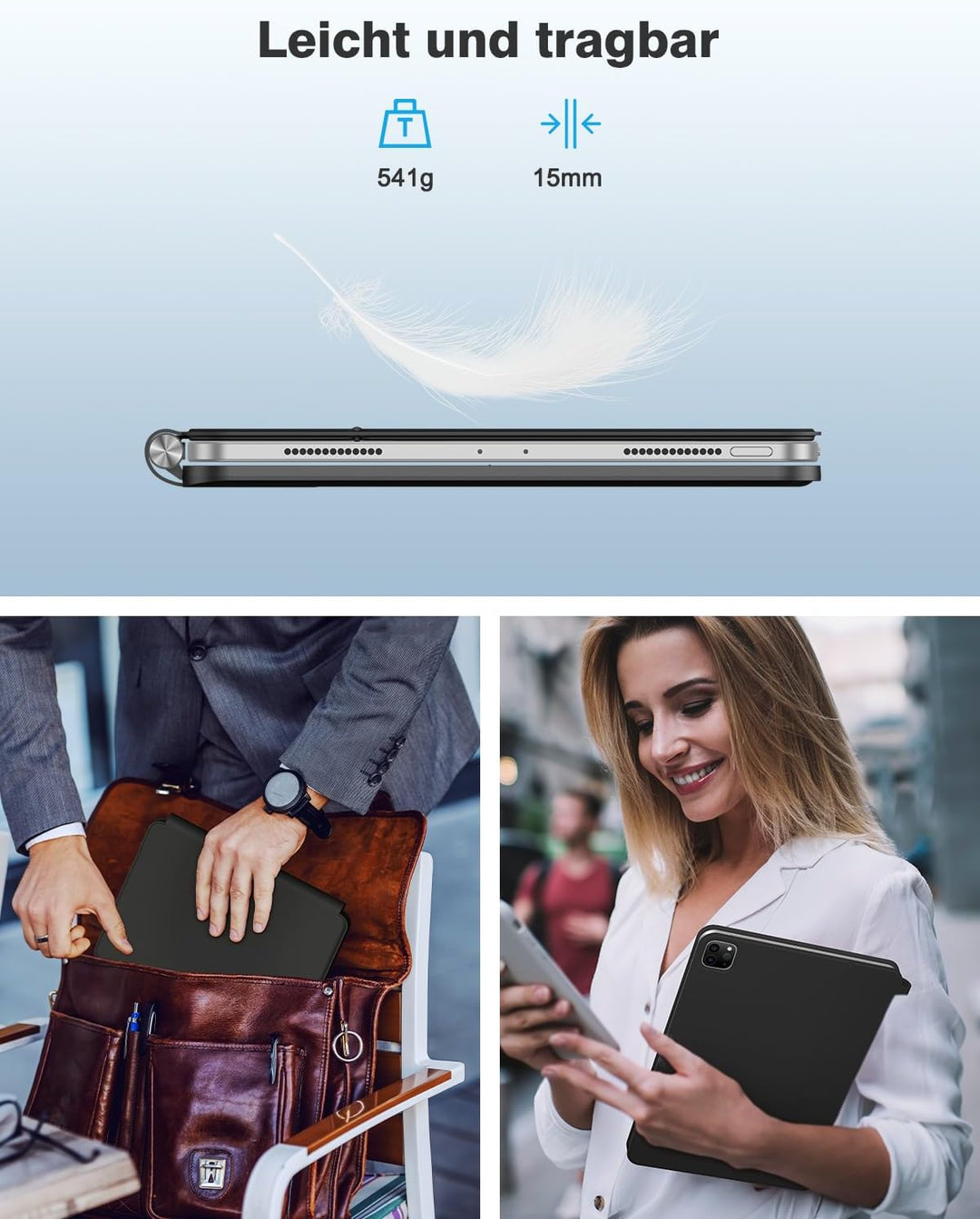 TECURS Tastatur Hülle für iPad Air 11 Zoll (M2 2024) /iPad Air 6/5/4/ iPad Pro 11(4/3/2/1 Gen) mit T