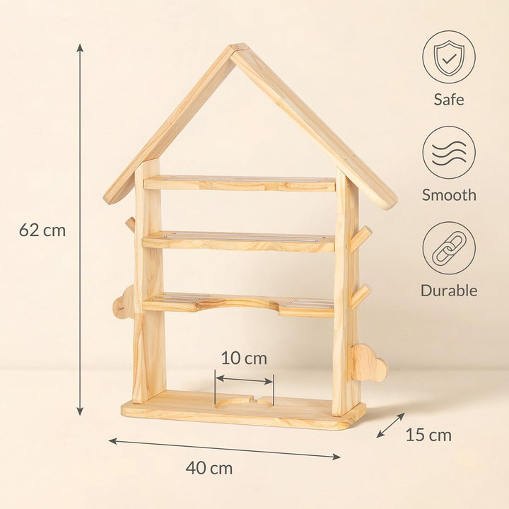 Todeco Toniebox Regal aus Holz, kompatibel mit Toniebox und Tonies, magnetisches Kinderregal für 30-