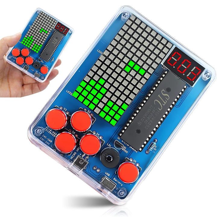 DIY Spielekonsole Löten Bausatz, DIY Spielkonsolen Handset mit Acrylgehäuse, Elektronik Lötübungsset