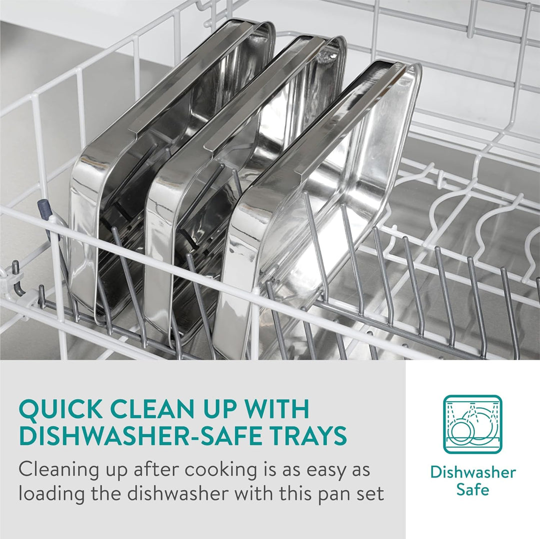 Navaris Panier-Set aus Edelstahl 3-teilig - 3x Schale zum Panieren 22 x 15 x 3 cm - Schnitzel Fleisc