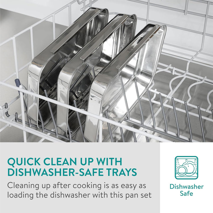 Navaris Panier-Set aus Edelstahl 3-teilig - 3x Schale zum Panieren 22 x 15 x 3 cm - Schnitzel Fleisc